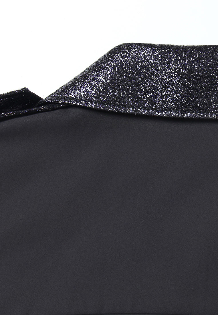 Jeweled Noir Buttoned Jacket