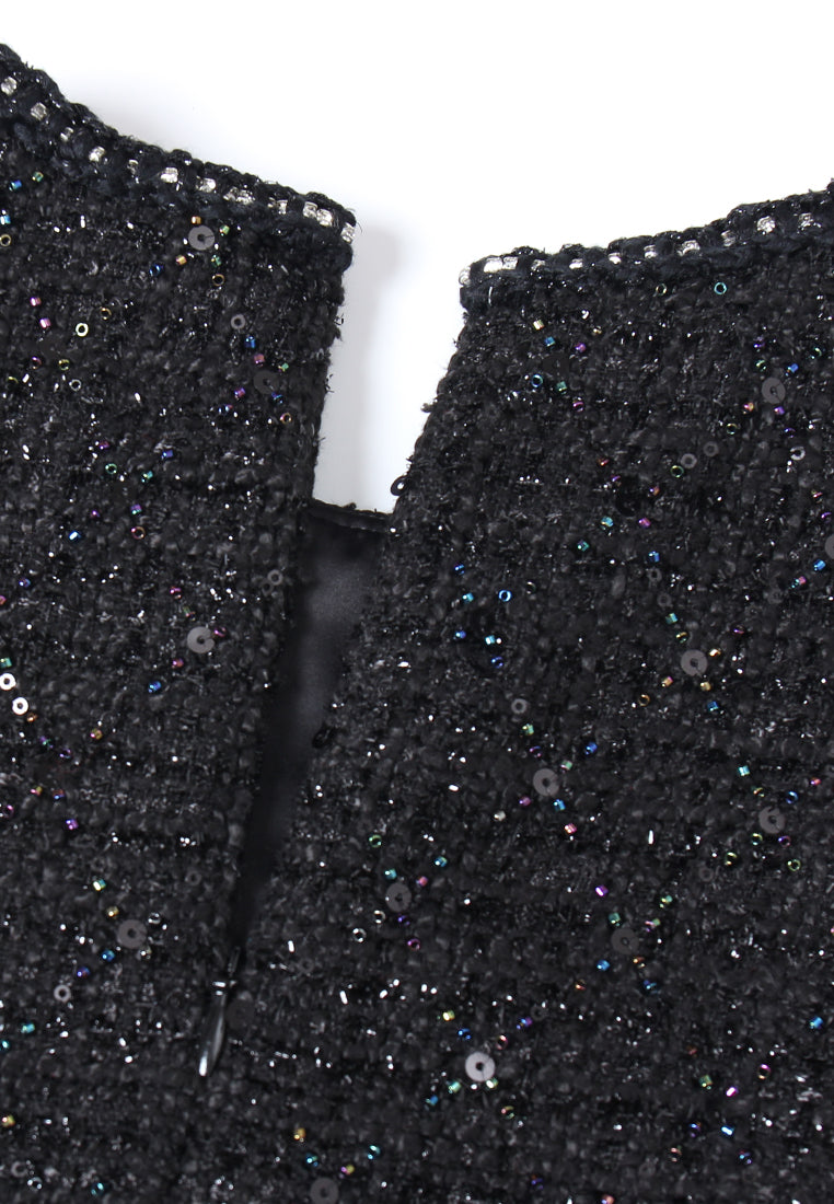 Tweed Bodice Balloon Skirt Dress