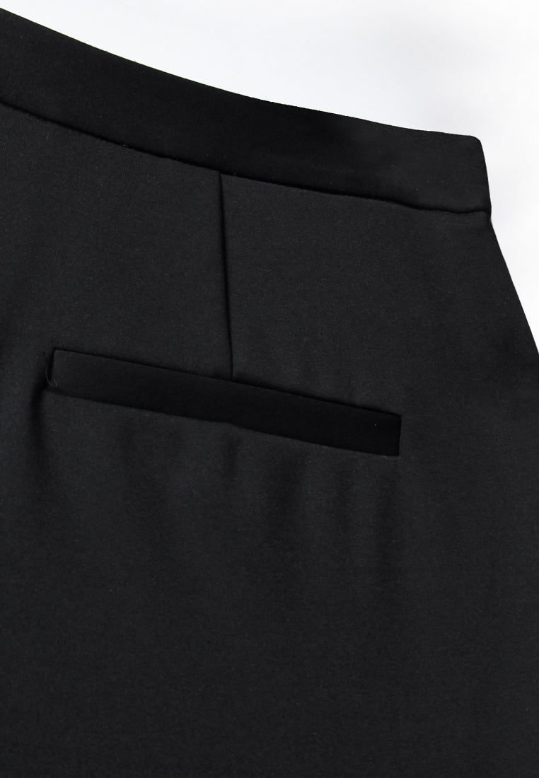 Noir Lustré Straight-Leg Pants