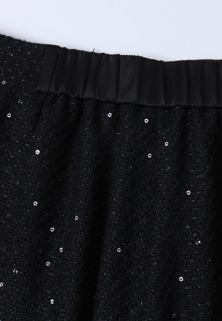 Sequin Tweed Straight-leg Trousers