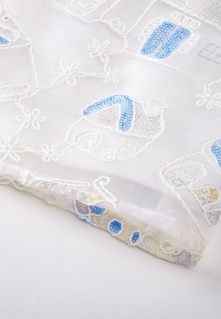 Beige Dreamy Embroiederd Stand Collar Shirt