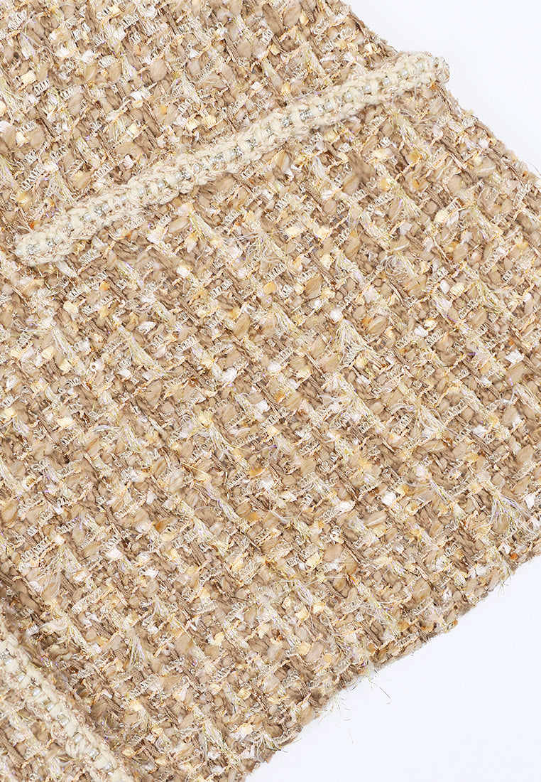 Beige Tweed Tresse Doré Jacket