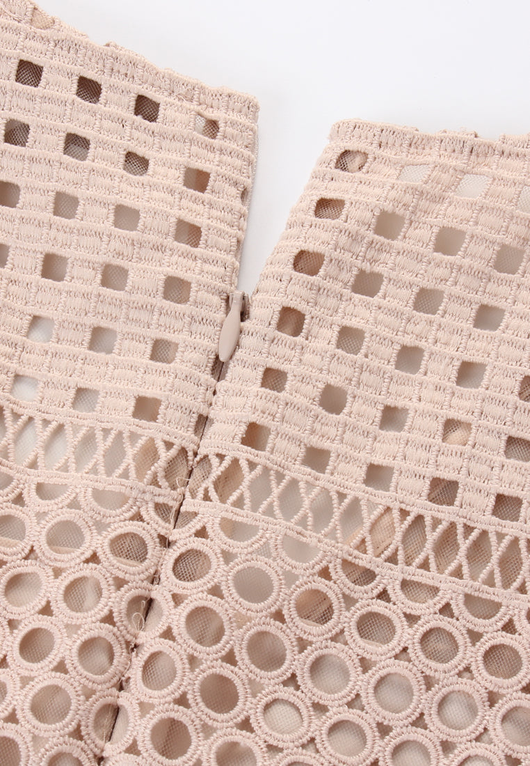 Beige Dentelle Fleuris Dress