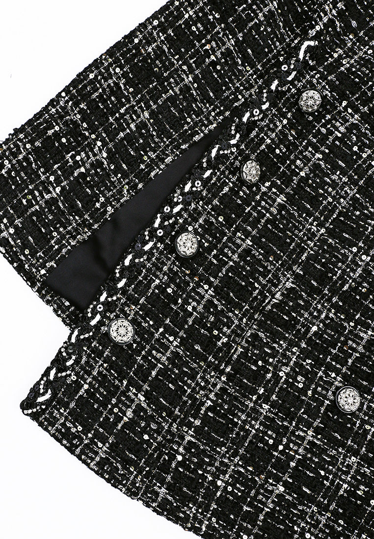 Noir Tweed Checkered Jacket