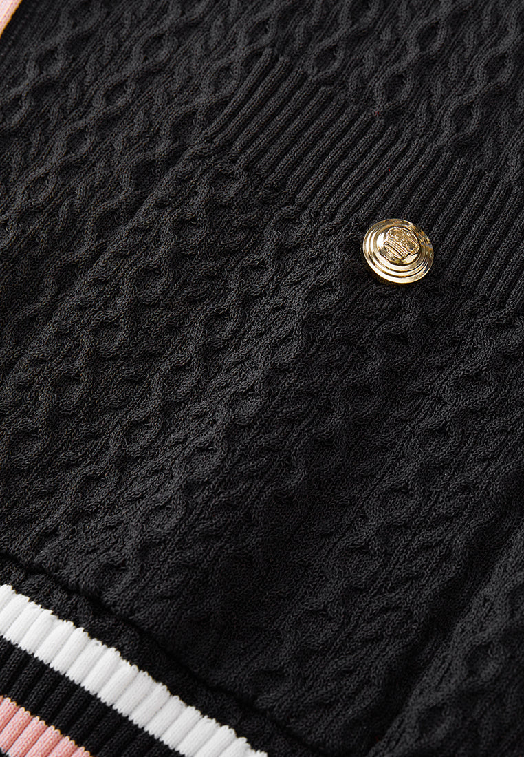 Black Striped V-neck Cardigan MOISELLE