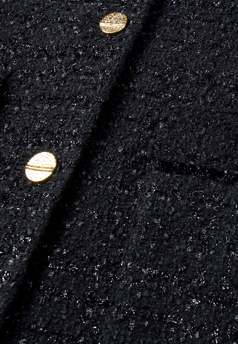 Noir Étoilé Manteau en Tweed