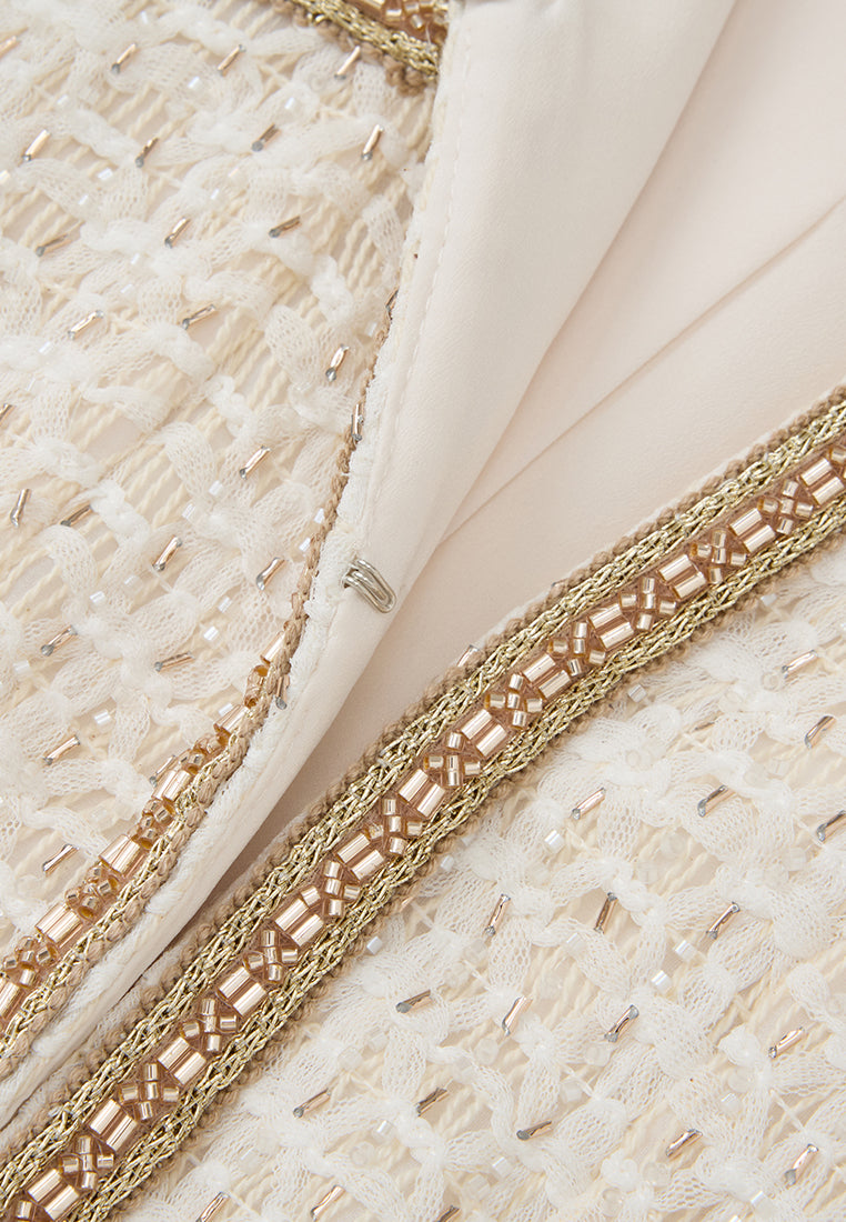 Contrasting-trim Beaded Jacket
