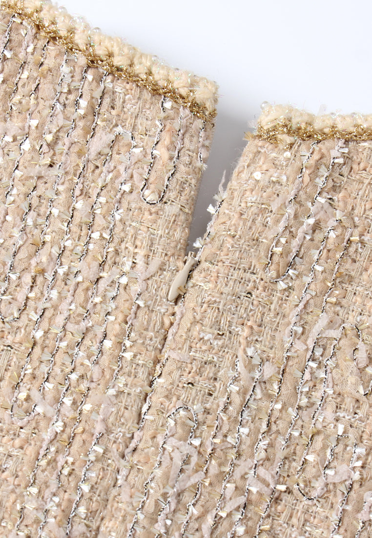 Champagne Bijou Tweed Dress