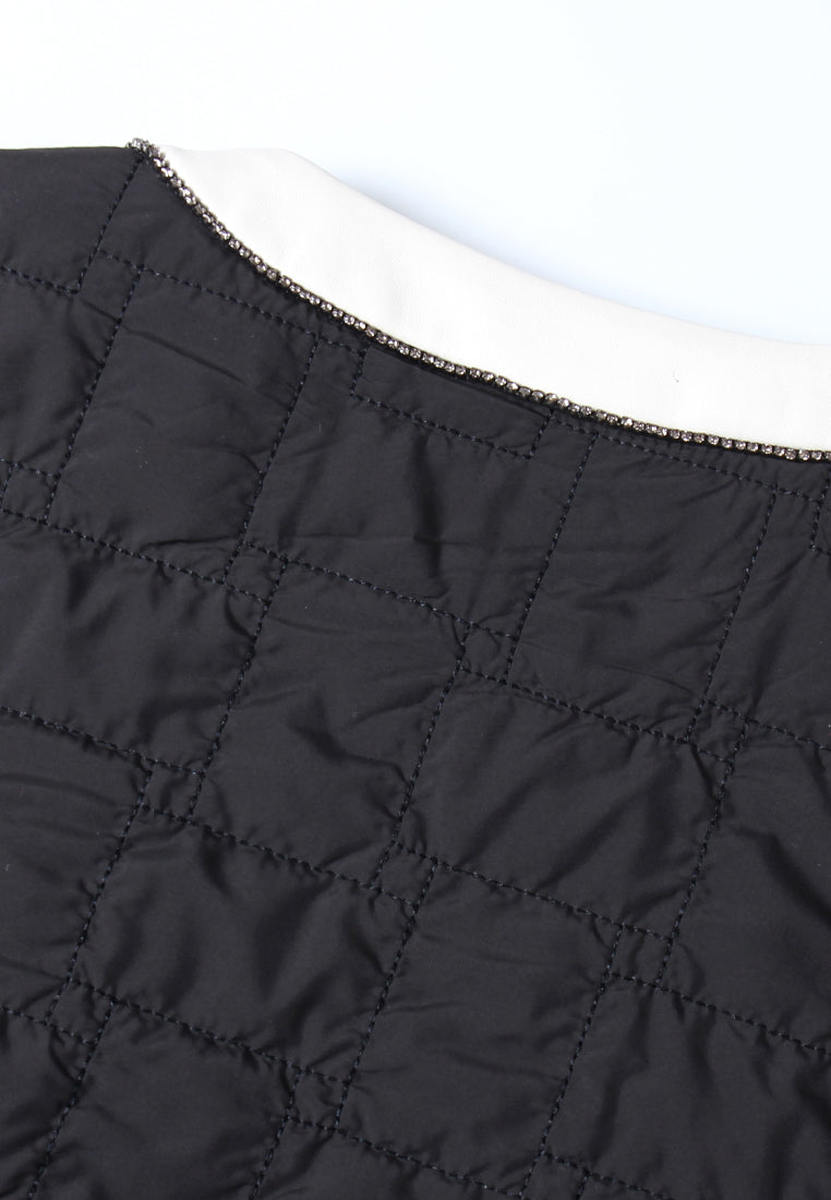 Noir Contrast Veste Matelassée