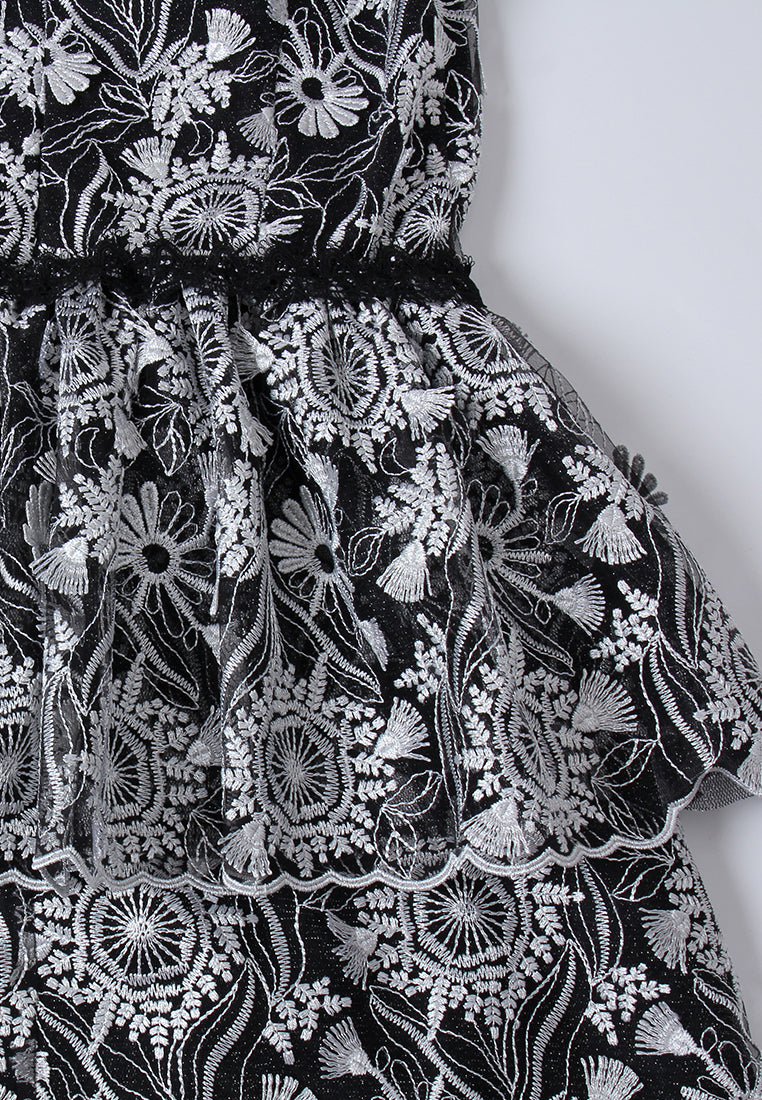 Midnight Bloom Peplum Dress