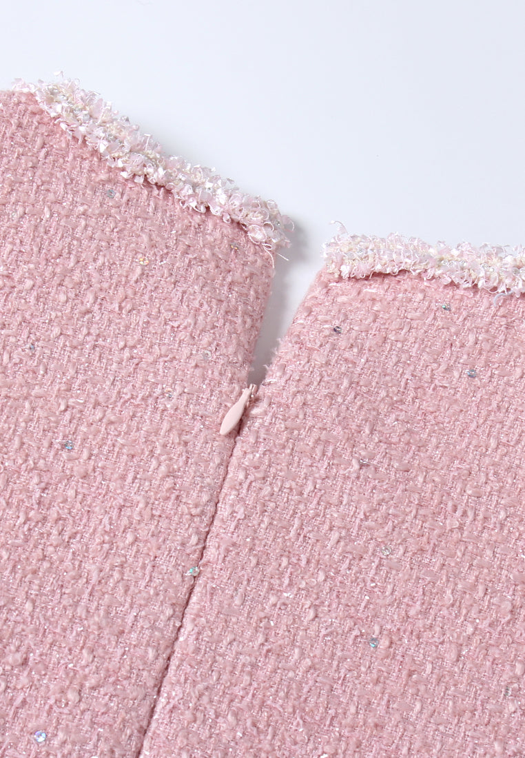Rose Frange Tweed Dress