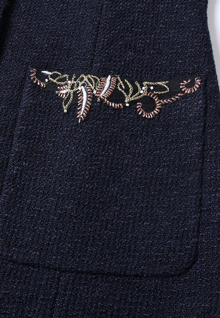 Marine Fleur Embroidered Coat