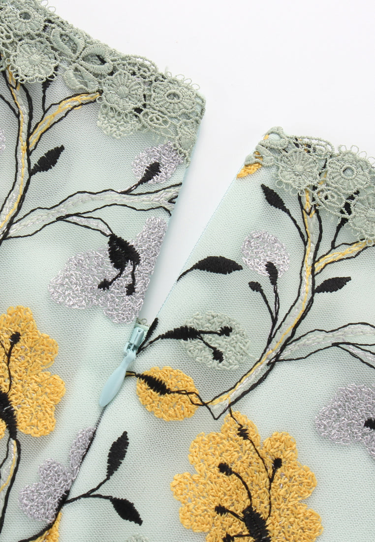 Celadon Garden Embroided Dress