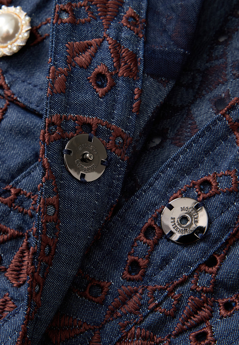 Contrast Embroidered Monogram Jacket