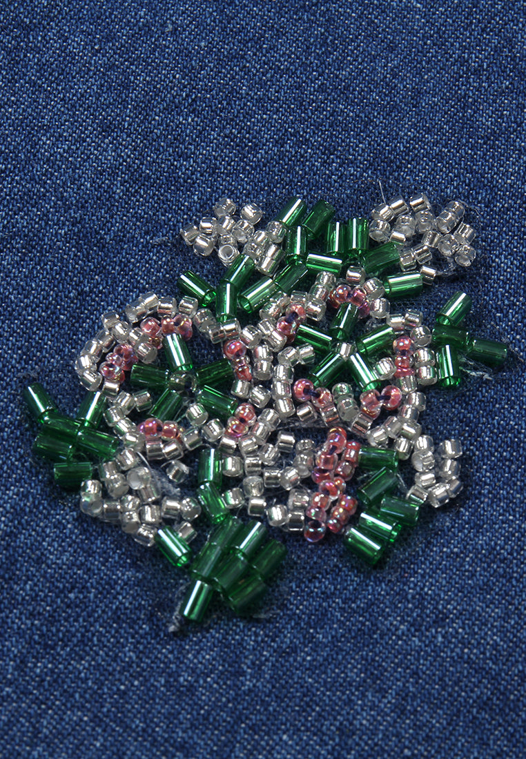 Indigo Bloom Wide-Leg Denim Pants