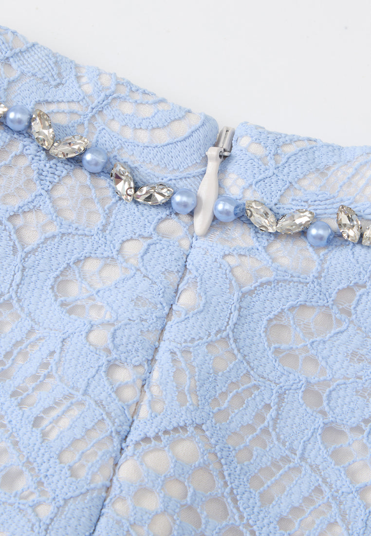 Embellished Butterfly Appliqué Lace Shirt