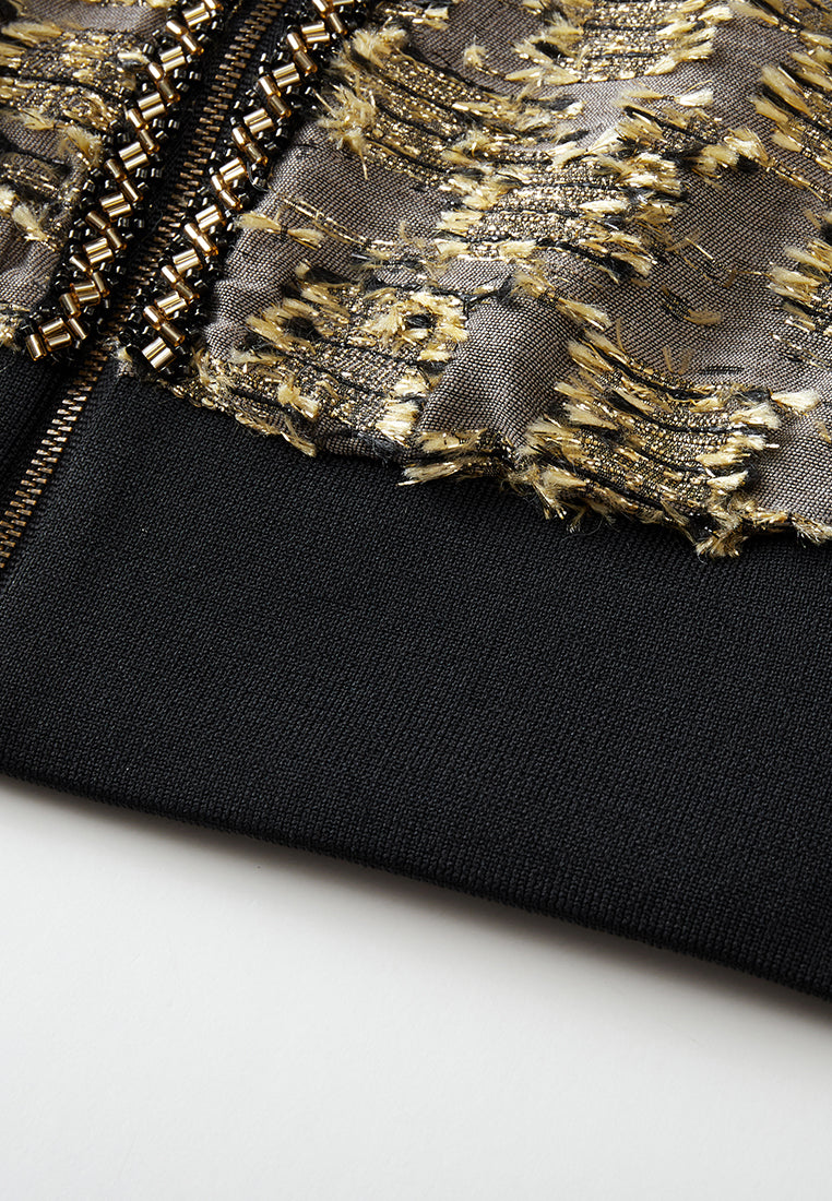Sequin Brocade Zip Jacket