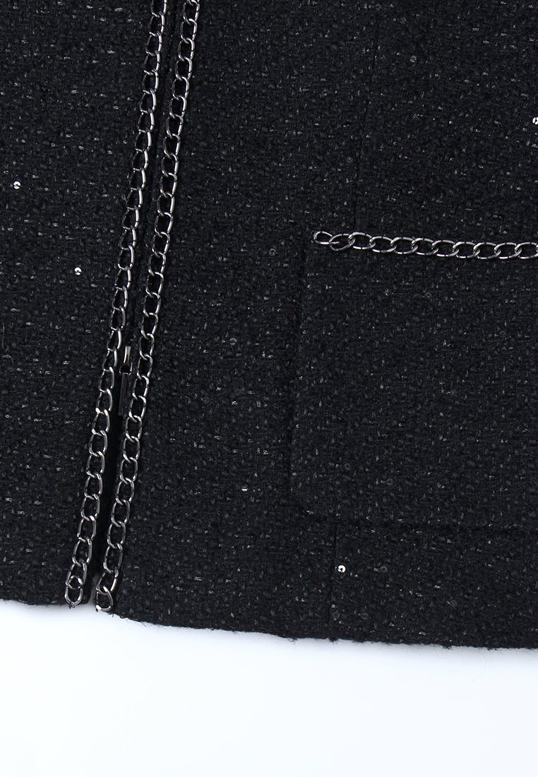 Gilded Edge Textured Zip Tweed Jacket