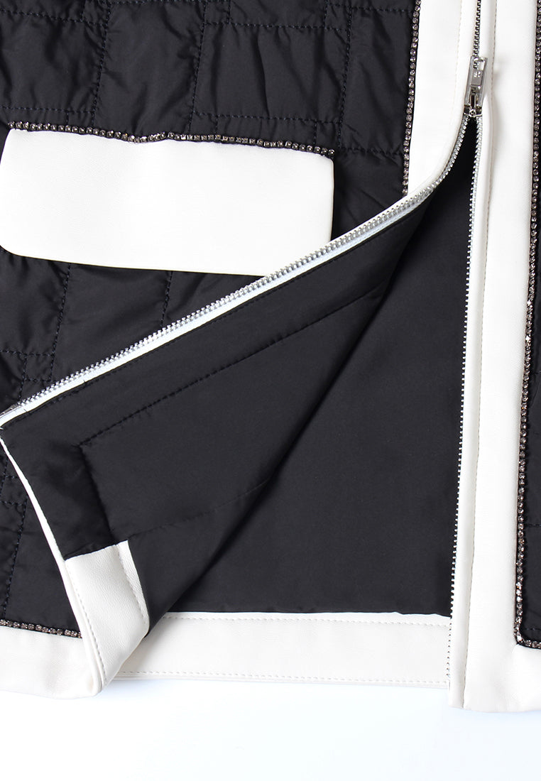 Noir Contrast Veste Matelassée