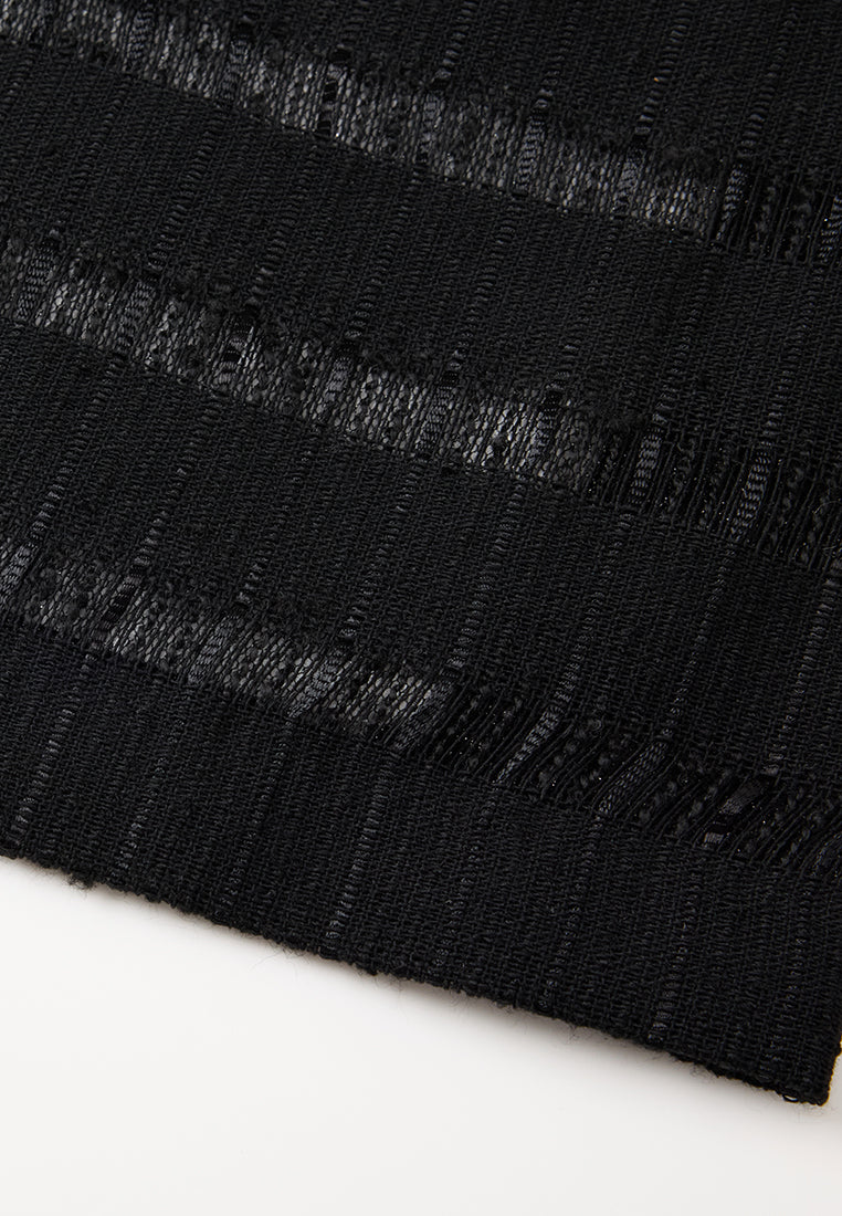 Elasticated-waistband Stripped Tweed Maxi Skirt