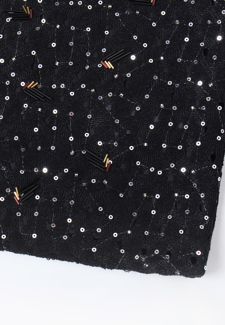 Jeweled Grid Sequin Sleeveless Top