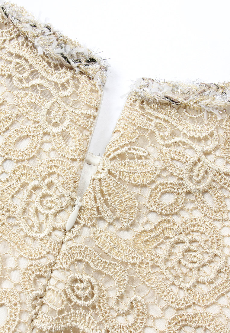Champagne Lace Embellished Blouse