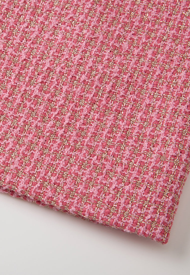 Frayed-trim Lurex-detail Tweed Midi skirt