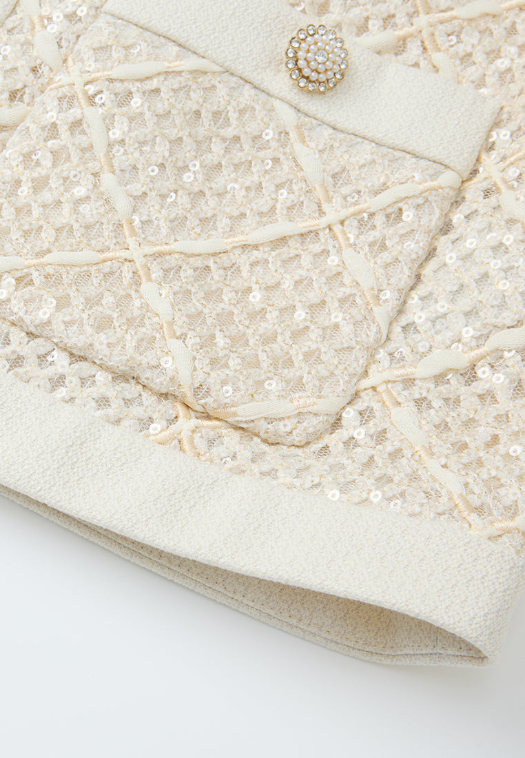 Diamond-pattern Pocketed Jacket