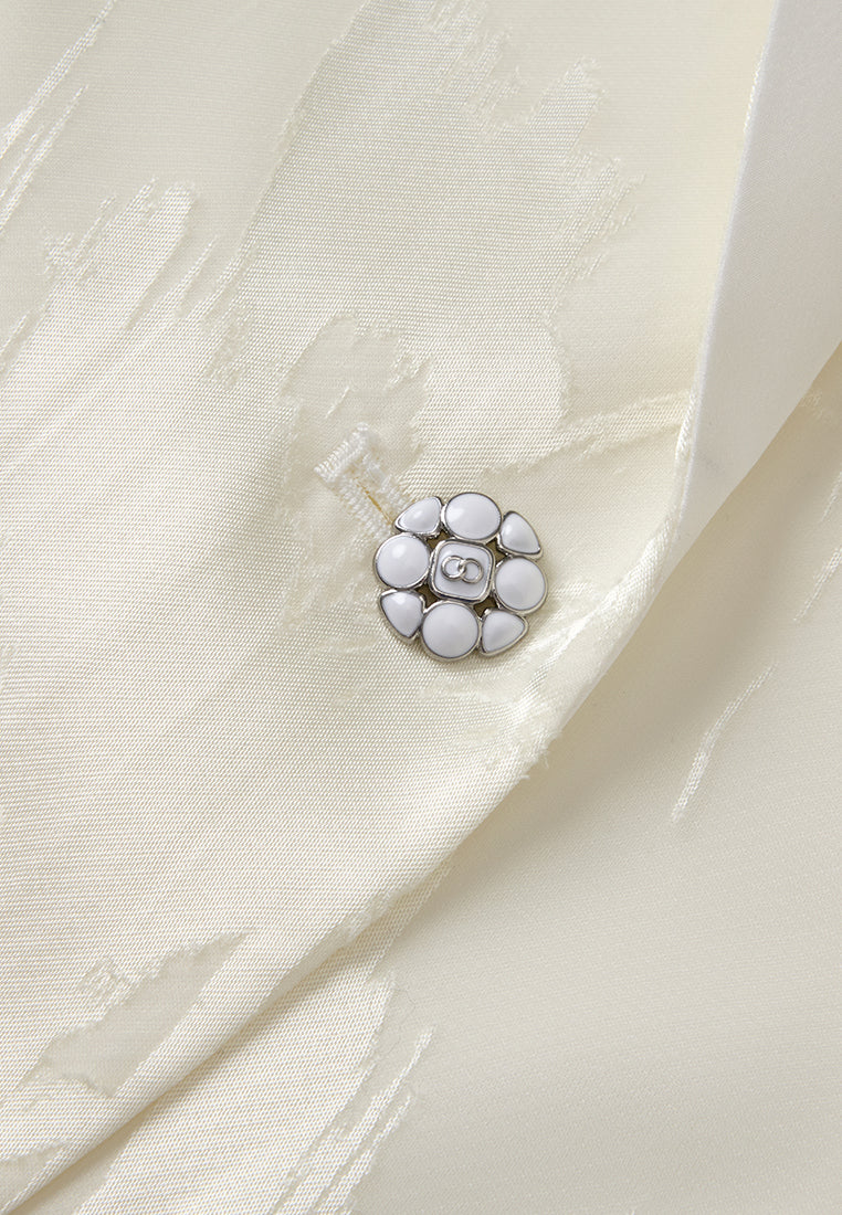 Single-breasted Jacquard Enamel-button Blazer