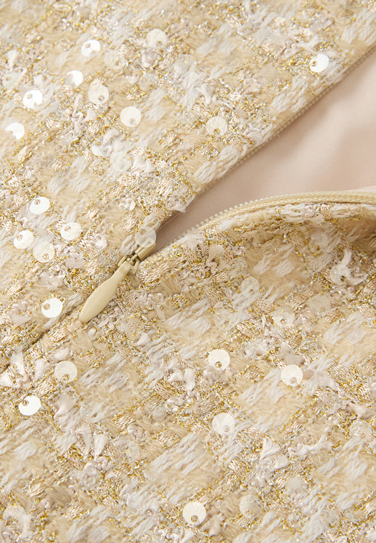 Lurex Checked Tweed Sequin-detail Embellished Dress