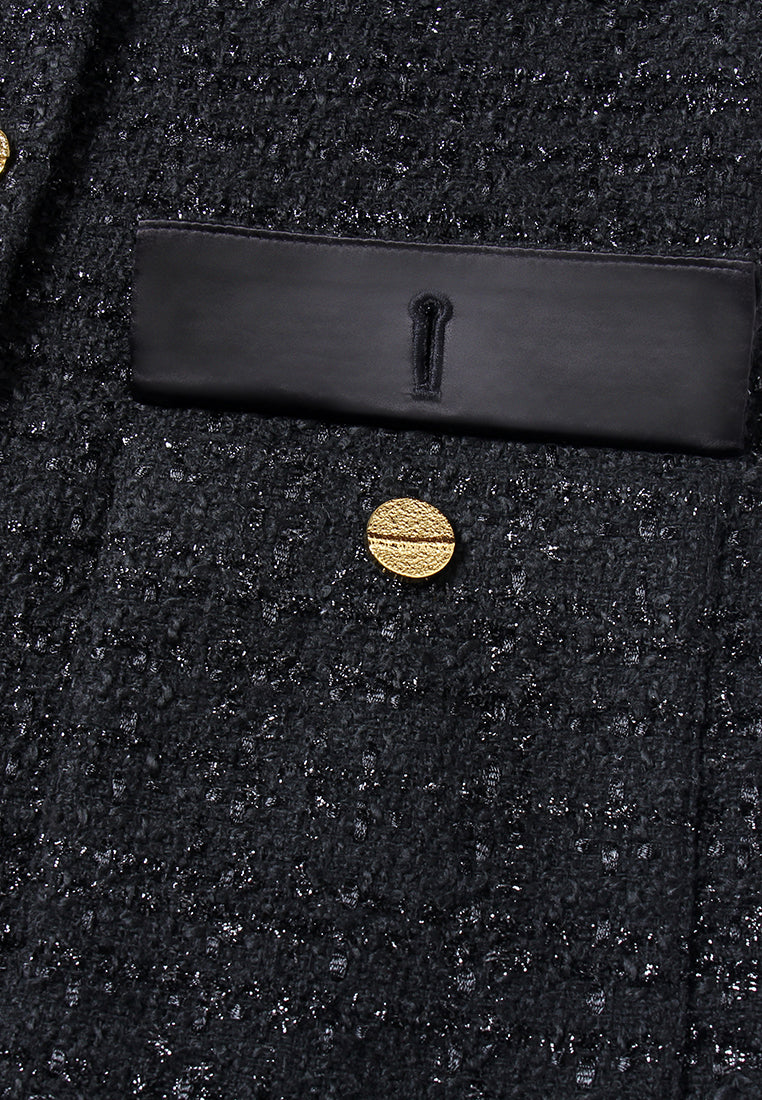 Noir Étoilé Manteau en Tweed