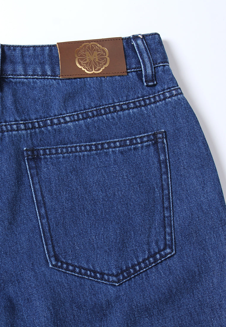 Embellished Side-Seam Denim Trousers