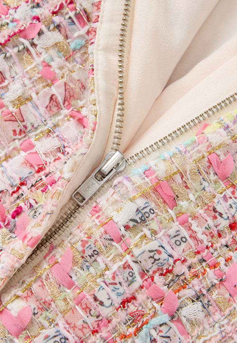 Mixed-media Woven Welt-pocket Dress