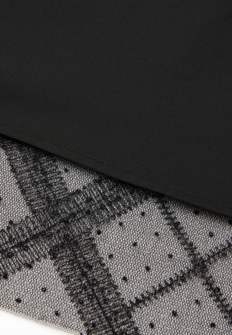 Layered Lurex-diamond Mesh Maxi Skirt