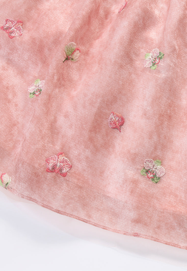 Rosé Blossom Embroided Dress