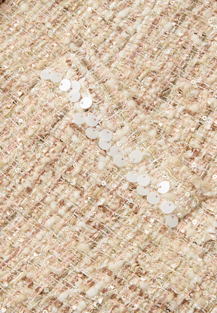 Sequin-detail Lurex Mixed Tweed Coat