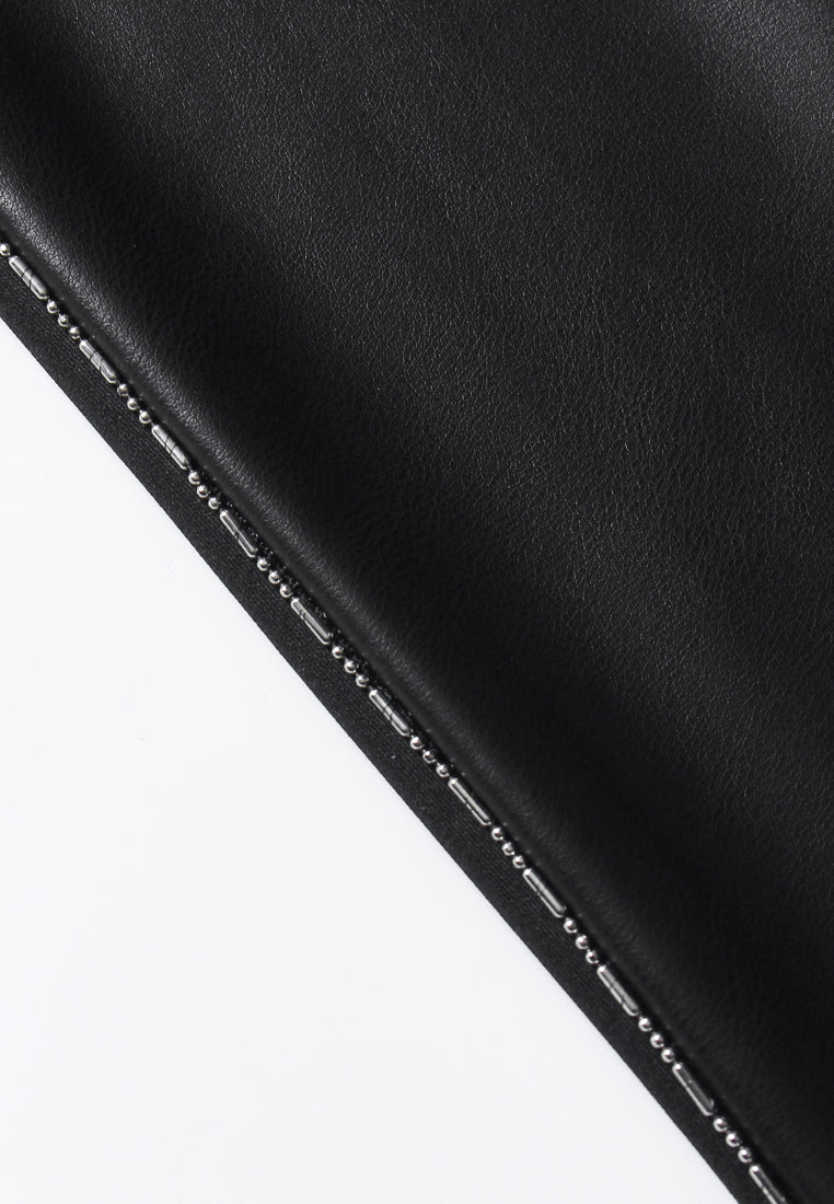 Noir Lustré Straight-Leg Pants