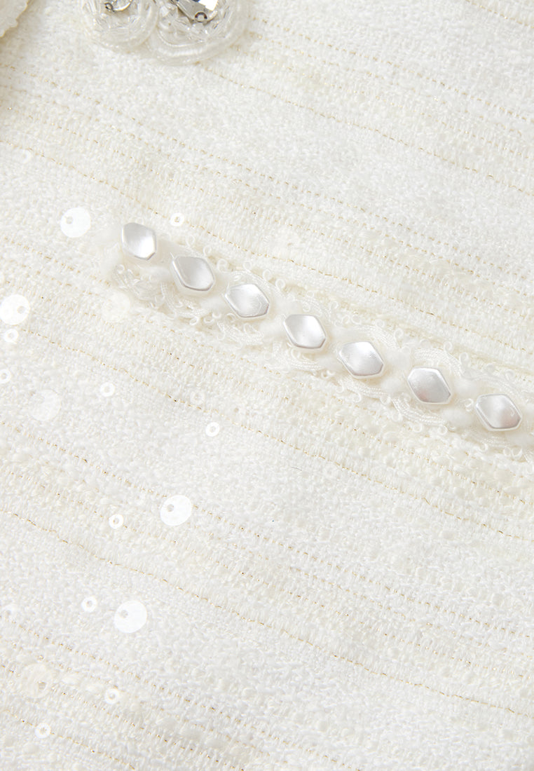 Striped Embellished knot Button Jacket