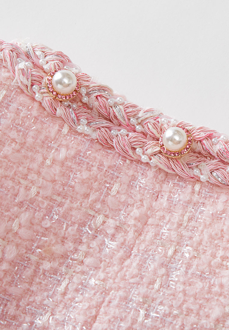 Braided-detail Pearl-embellished Cropped Jacket