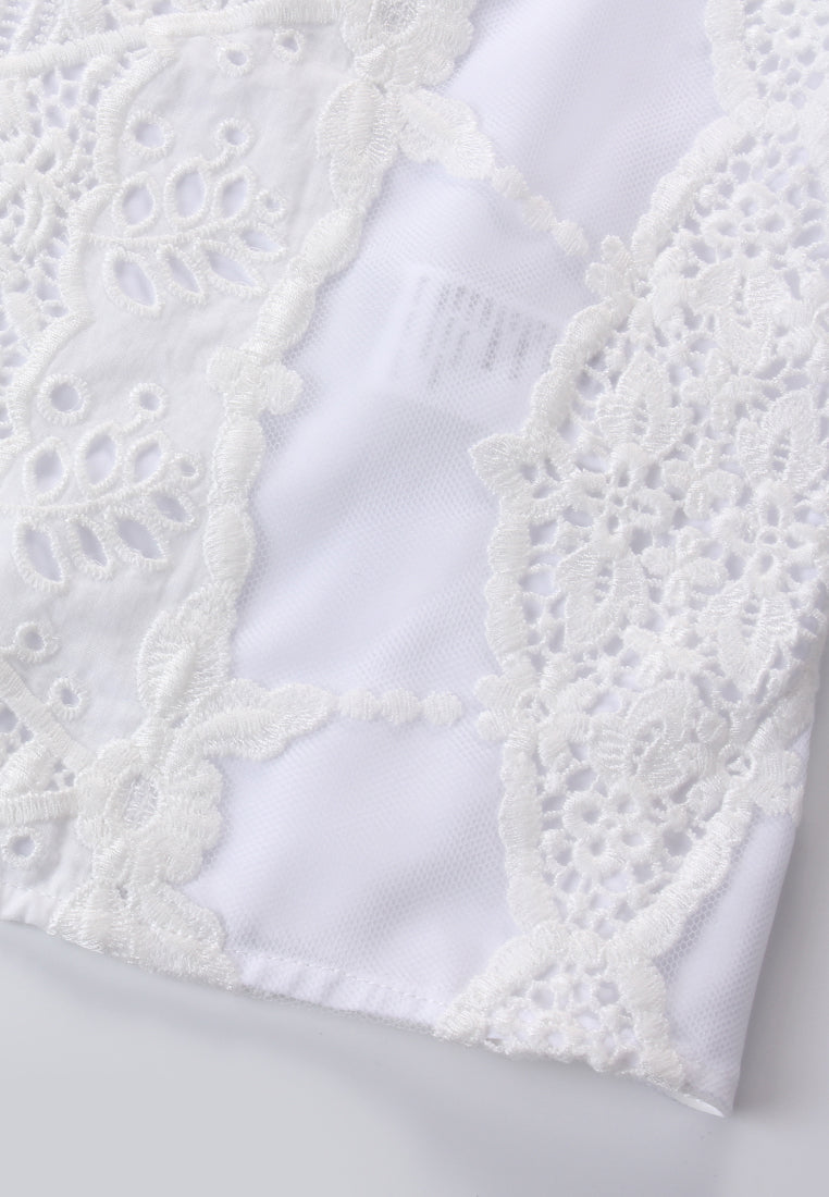 Ivory Dentelle Fleuris Blouse