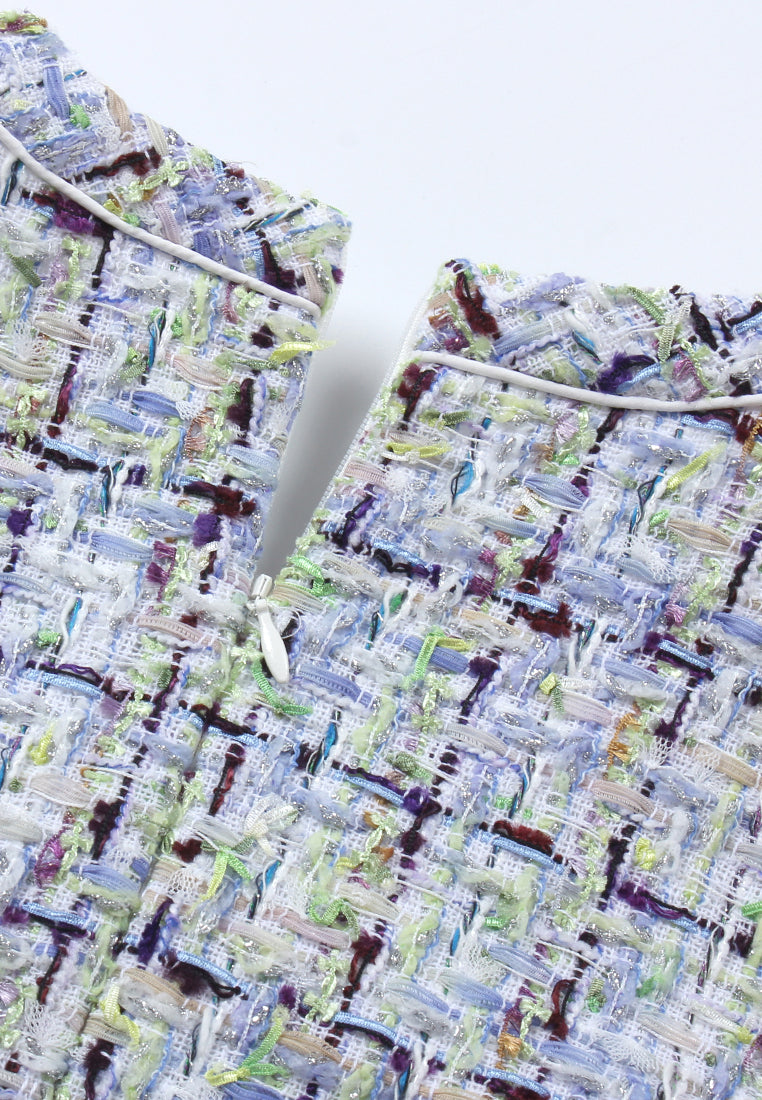 Azure Tweed Structured Dress