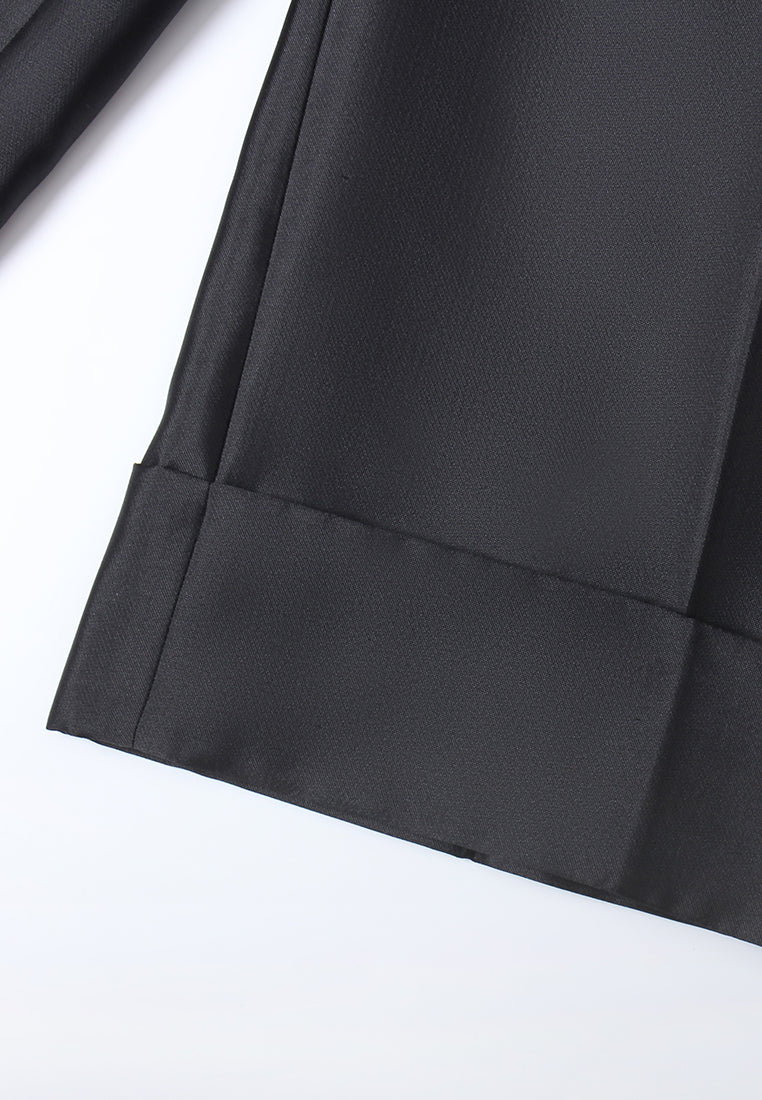 Chain Belt Pleated Cropped Trousers