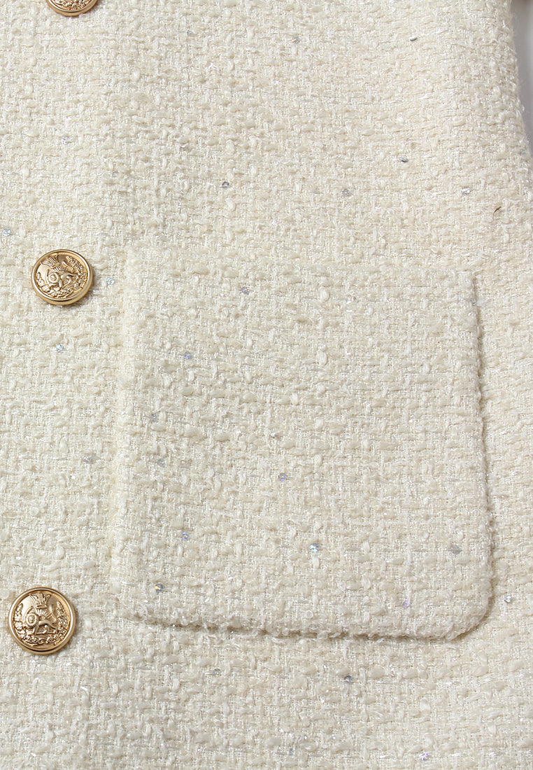 Crème Tresse Gold Button Coat