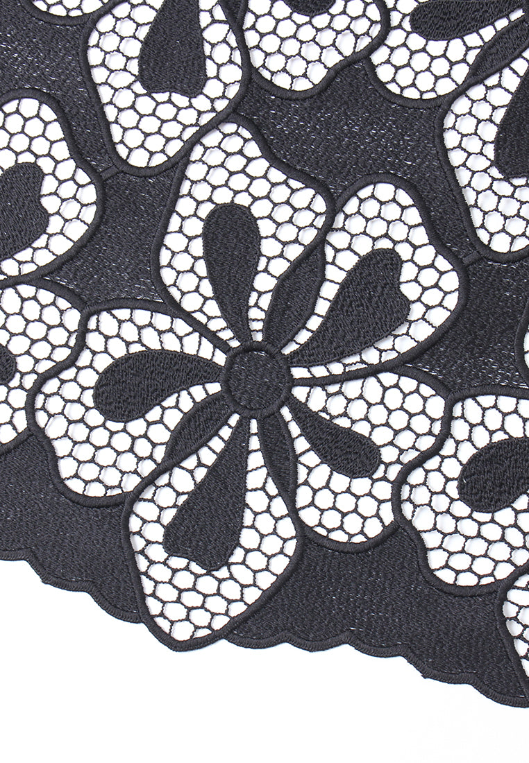 Floral Lace Contrast Midi Dress