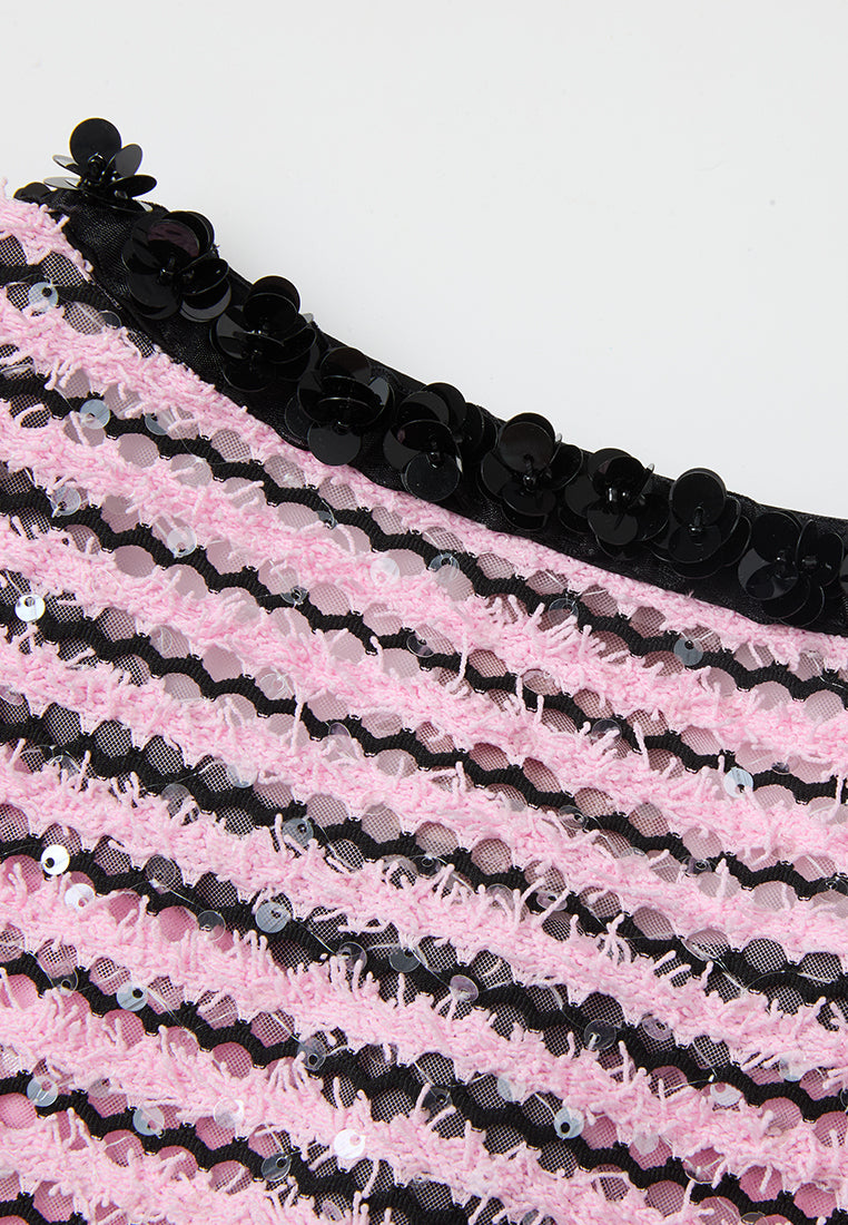 Frayed-detail Sequin-detail Stripped Jacket