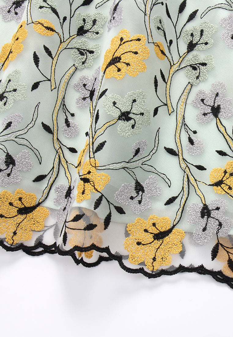 Celadon Garden Embroided Dress
