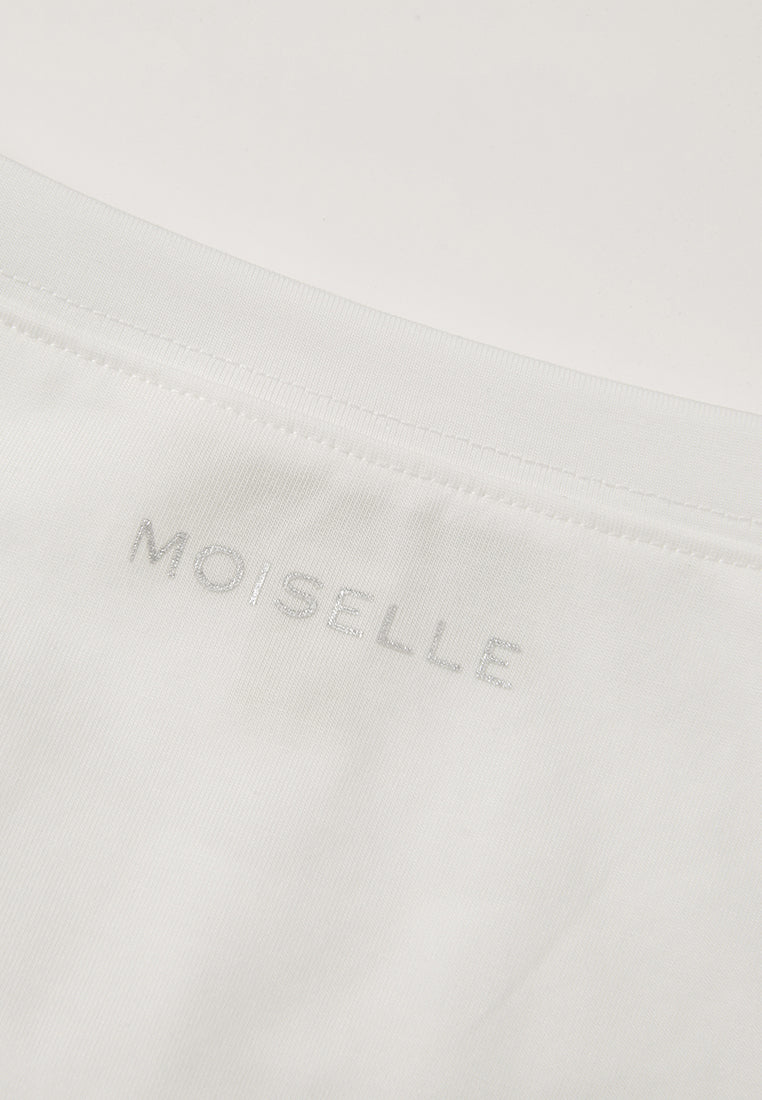Wrinkle-detail Logo-stamp Cap-sleeve Shirt