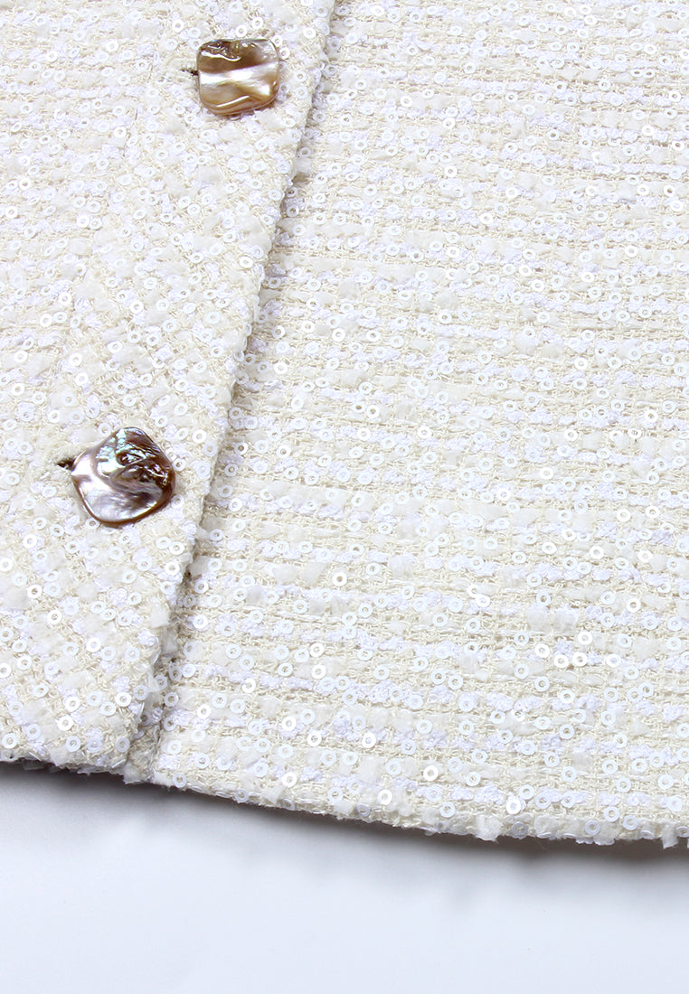 Ivory Jasmine Embellished Tweed Jacket