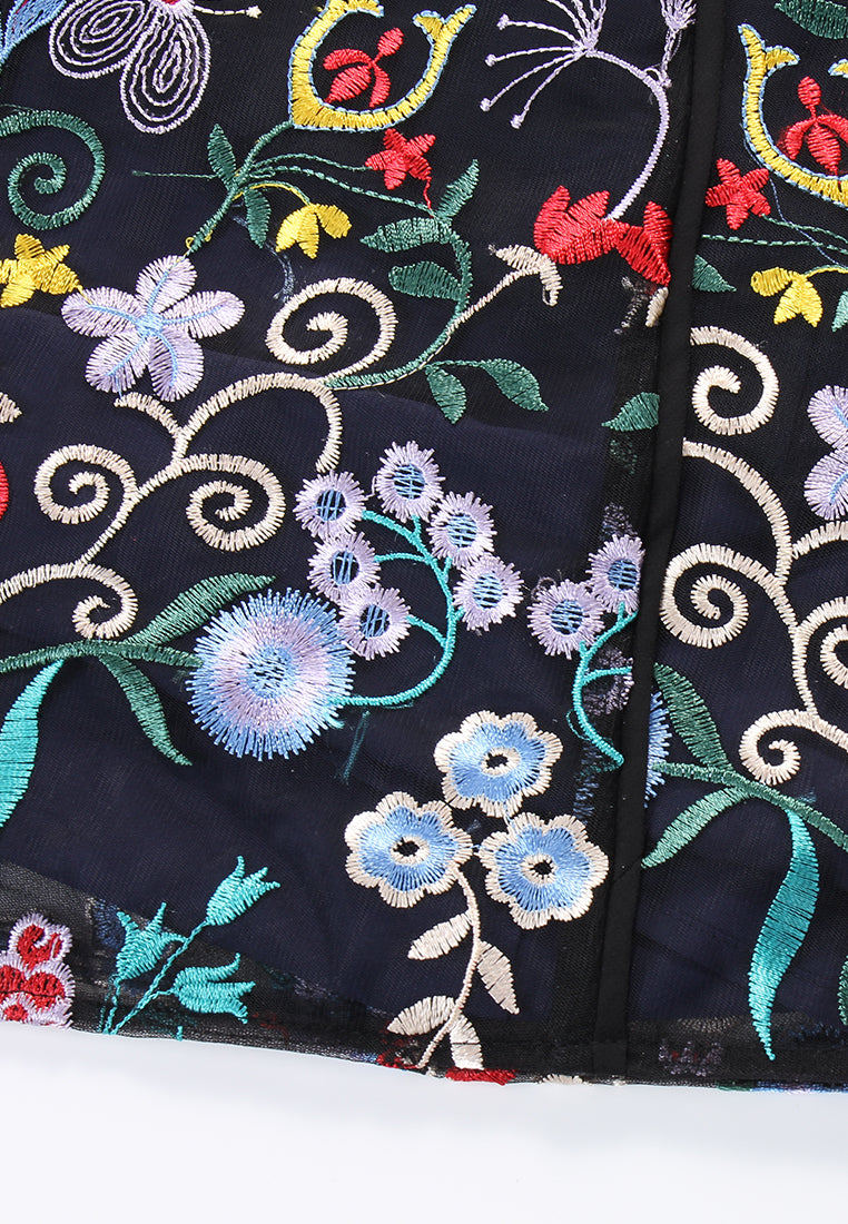 Noir Jardin Brodé Dress