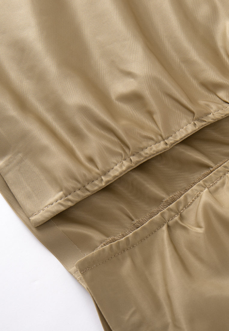 Elasticated-waistband Ruffle-detail Two-way zip-up Skirt